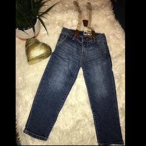 4T jeans with sparkle gold suspenders